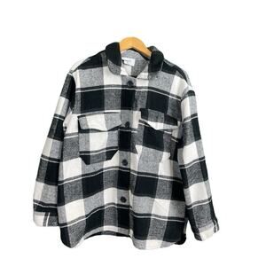 Rue 21 Ladies Black White Buffalo Plaid Shacket Heavy XL